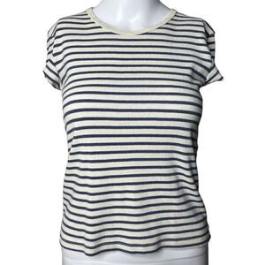 Brandy Melville Striped Short Sleeve Shirt Blue & White Size Small